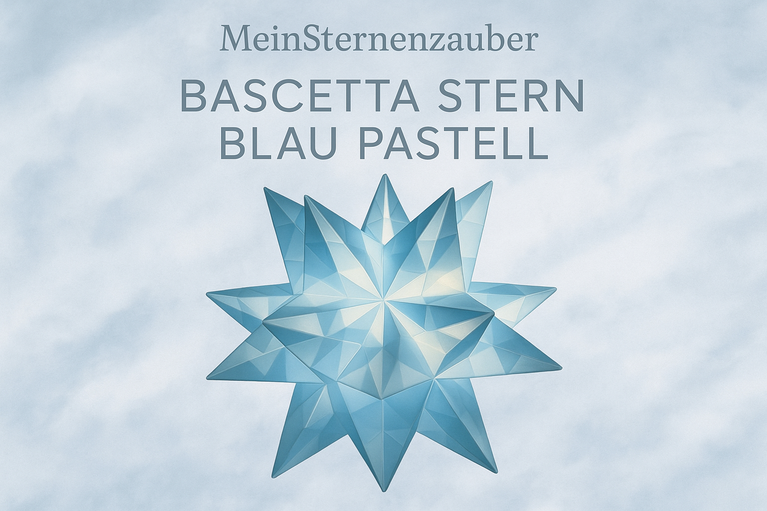 Handgefertigter Bascetta Stern blau pastell, 10cm Durchmesser, Micro LED batteriebetrieben