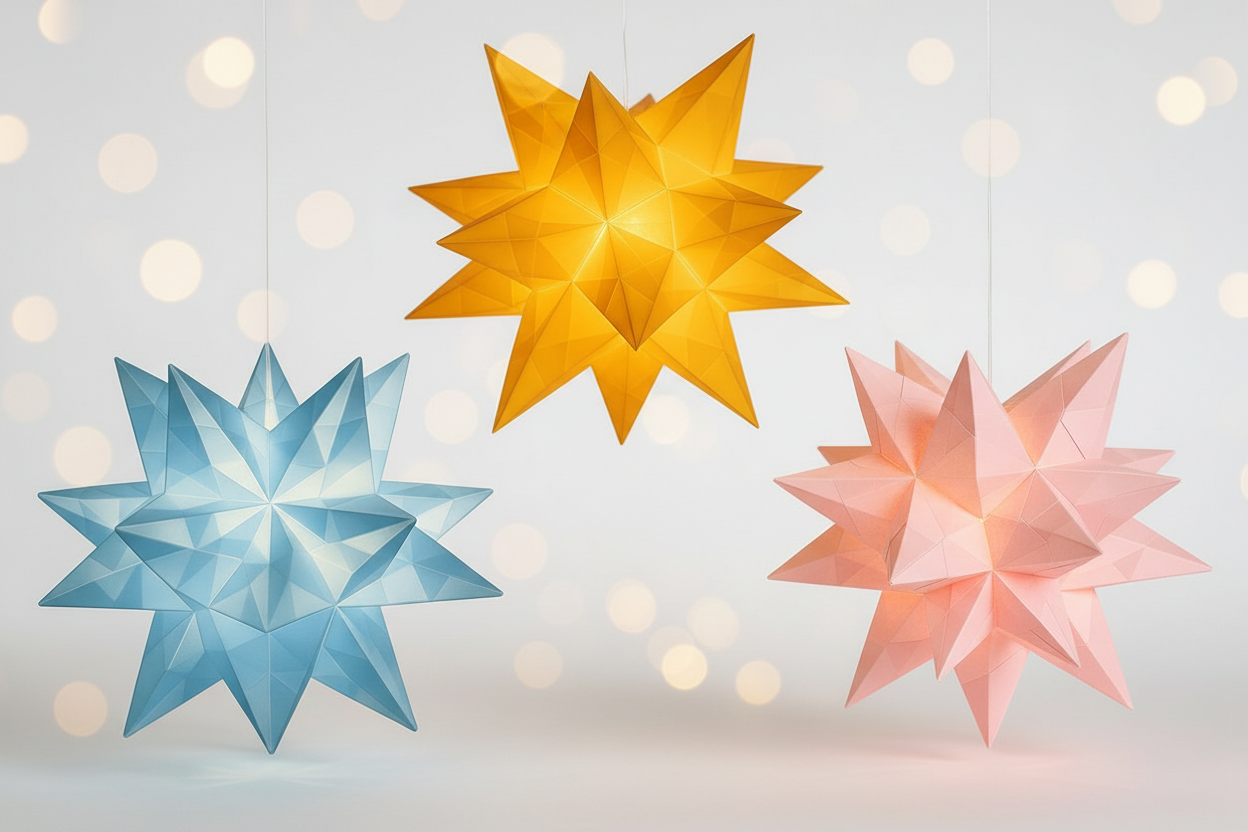 3er-Set Bascetta Sterne beleuchtet