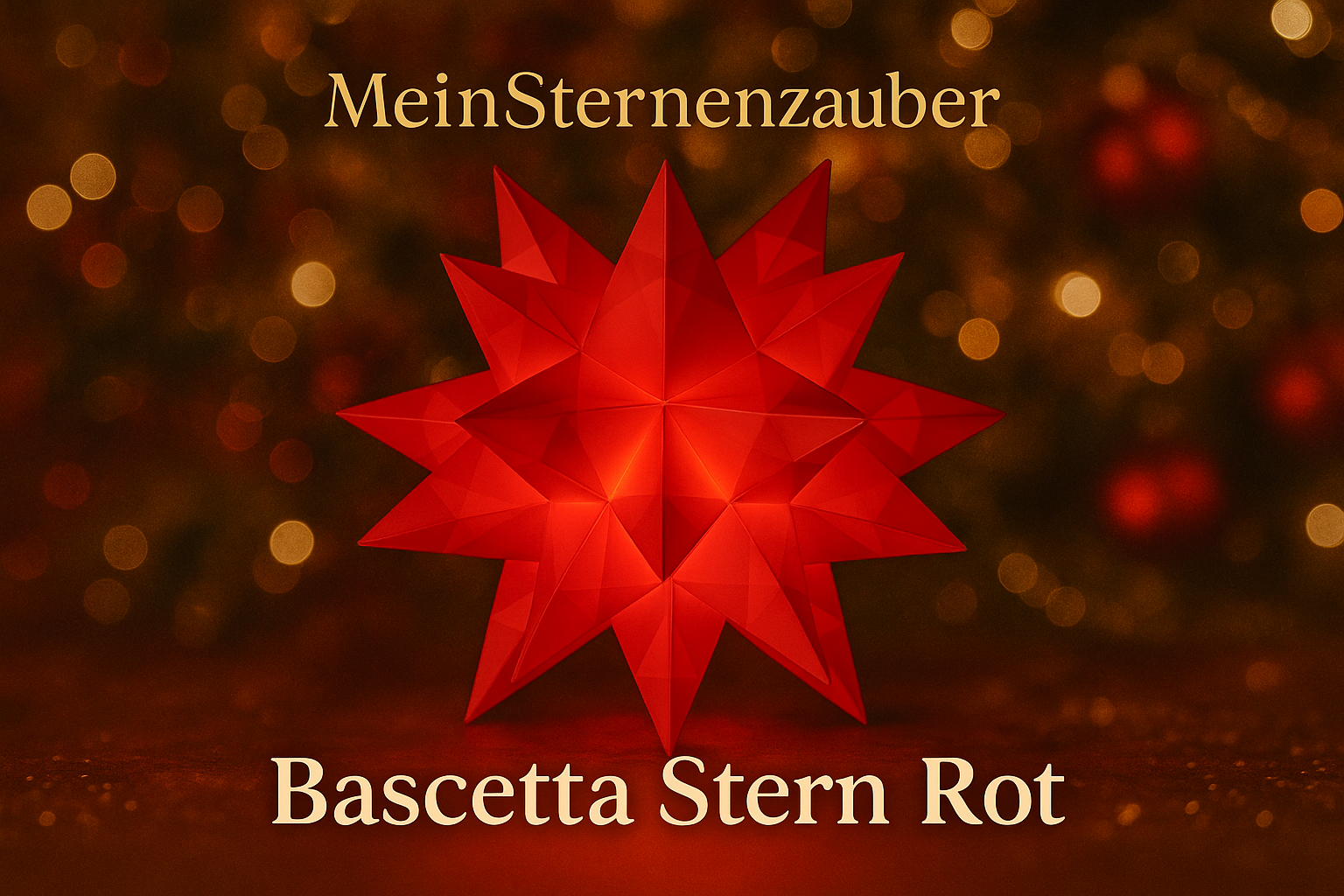 Handgefertigter Bascetta Stern rot, 10cm Durchmesser, Micro LED batteriebetrieben