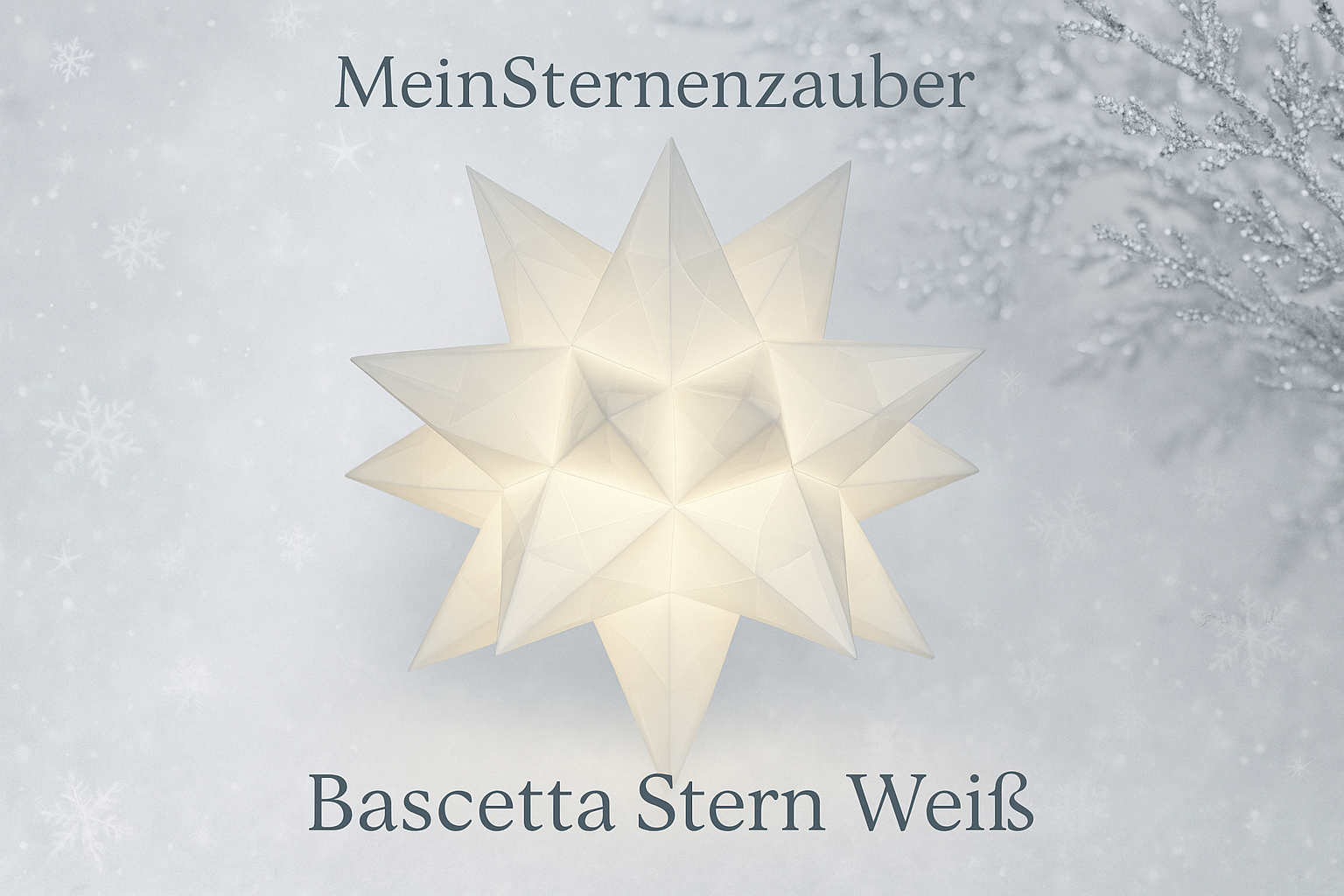 Handgefertigter Bascetta Stern weiss, 10cm Durchmesser, Micro LED batteriebetrieben